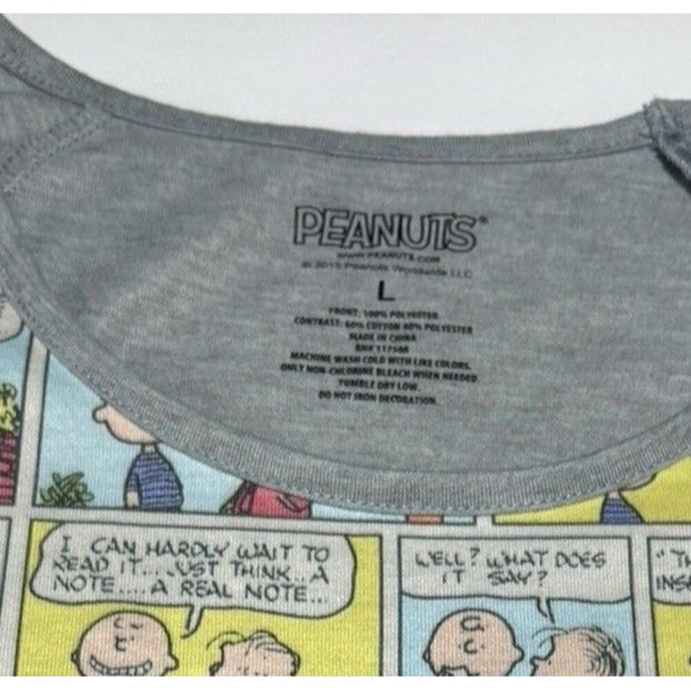 Peanuts Snoopy Comic Strip Graphic Gray Long Sleeve T-Shirt Women's Size Large - Picture 3 of 6